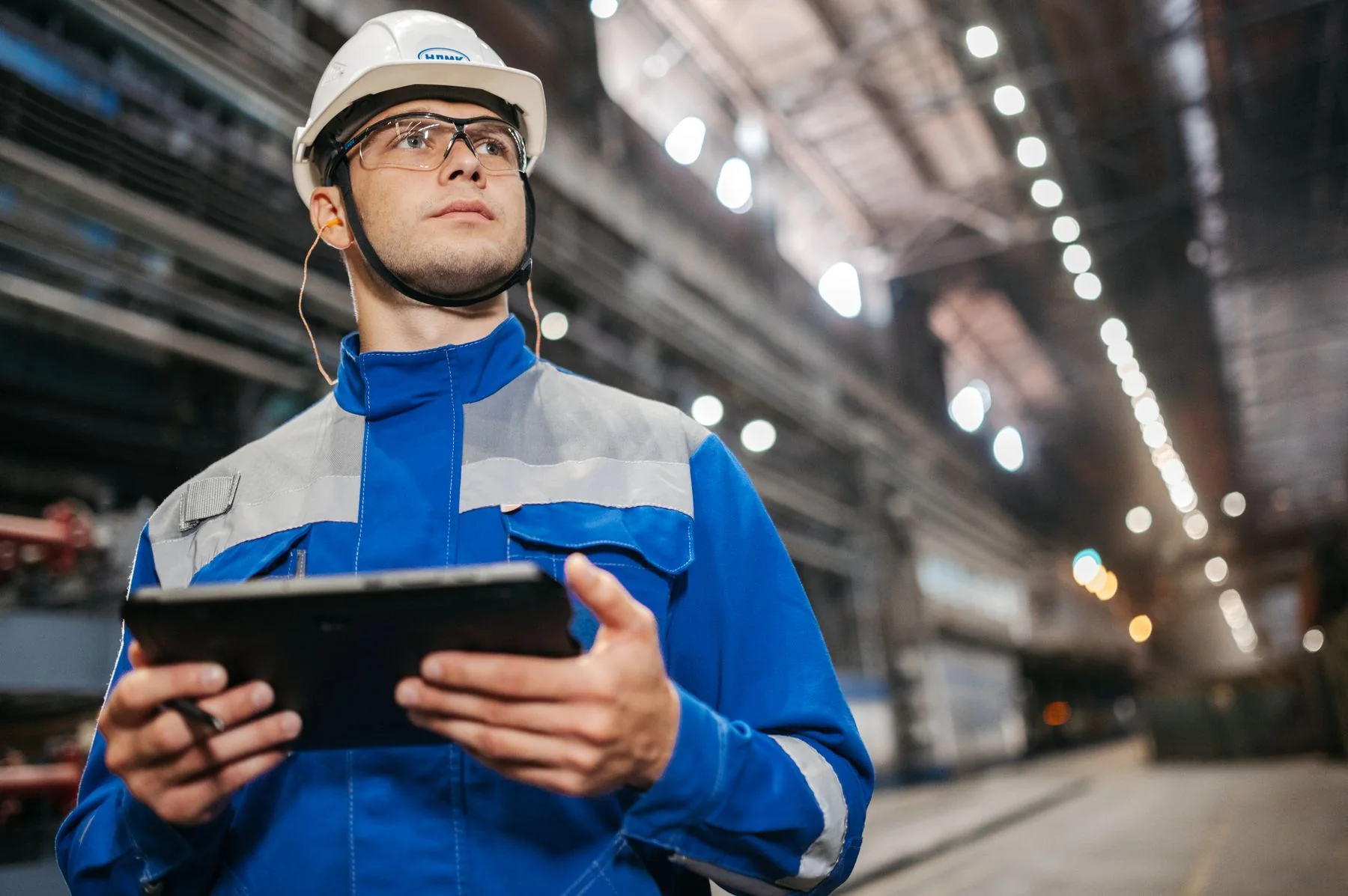 Equipment information reviewed on a tablet
